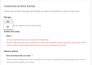 choose the file format